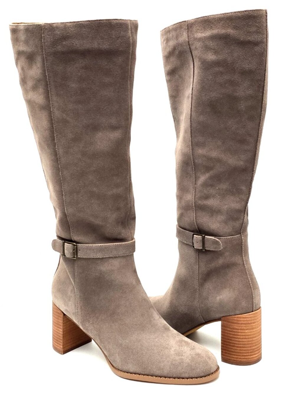 Vionic Valora Stone Suede Knee High Side Zippered Boots Women's Size 9